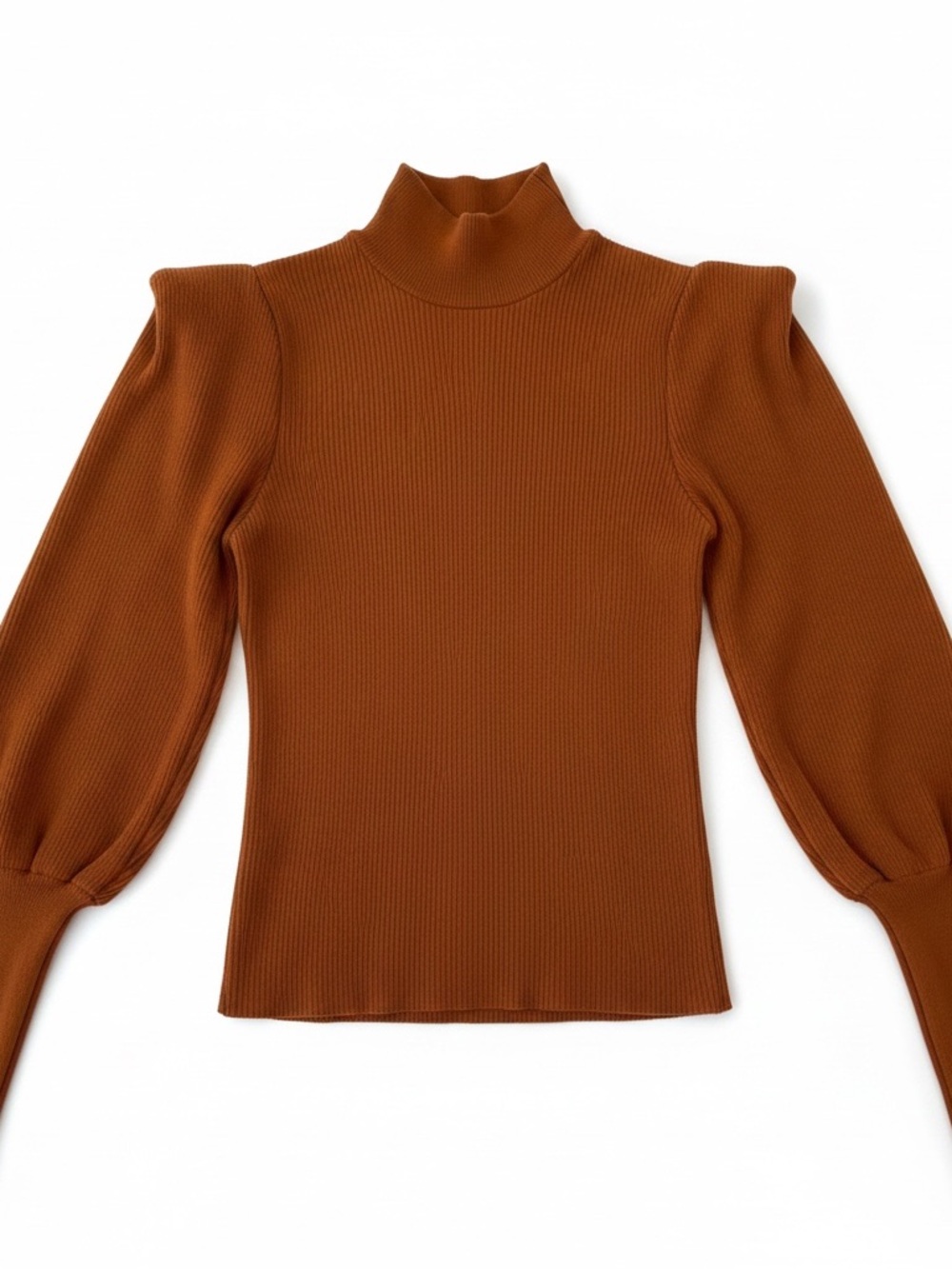 Forever 21 Rust Brown Ribbed Mock Neck Sweater